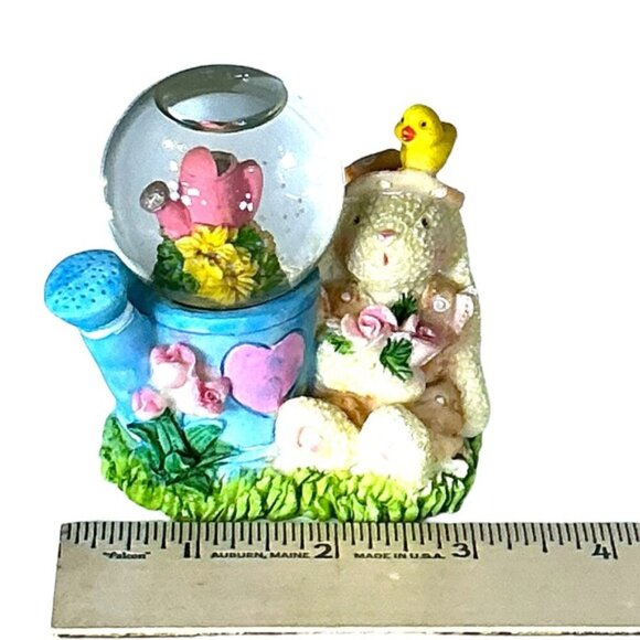 Snow Globe Vintage Easter Bunny and Chick Watering Can Ceramic Collectible 1990 - Picture 5 of 16